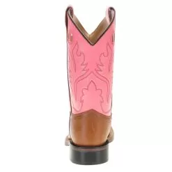 Old West Childrens Tan Canyon Pink Top Square Toe Boot -Western Cowboy Equipment Shop BSC1839 PG 60 7668
