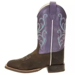 Old West Kids Purple Top Brown Foot Cowgirl Boots -Western Cowboy Equipment Shop BSC1907 2