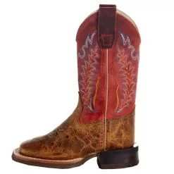 Old West Childrens Brown W/Red Shaft Square Toe Cowboy Boot -Western Cowboy Equipment Shop BSC1959 03