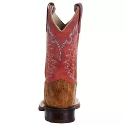 Old West Childrens Brown W/Red Shaft Square Toe Cowboy Boot -Western Cowboy Equipment Shop BSC1959 04