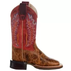 Old West Childrens Brown W/Red Shaft Square Toe Cowboy Boot -Western Cowboy Equipment Shop BSC1959 05