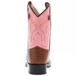 Old West Infant Toddler Tan And Pink Square Toe Cowgirl Boot -Western Cowboy Equipment Shop BSI1 20839 04