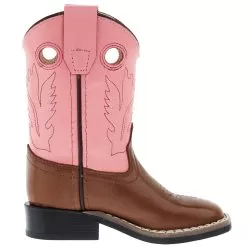 Old West Infant Toddler Tan And Pink Square Toe Cowgirl Boot -Western Cowboy Equipment Shop BSI1 20839 05