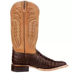 Old West Men's Old West Brown Horn Back Caiman Print 13in. Tan Top Square Toe Boot -Western Cowboy Equipment Shop BSM1886 5