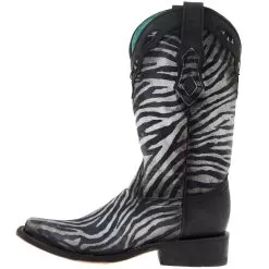 Corral Women`s White Black Zebra Print 11in. Top Boot -Western Cowboy Equipment Shop C3860 03