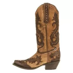 Corral Women's Brown Black Overlay Studs Boot -Western Cowboy Equipment Shop G1403 2