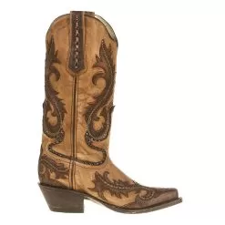 Corral Women's Brown Black Overlay Studs Boot -Western Cowboy Equipment Shop G1403 4