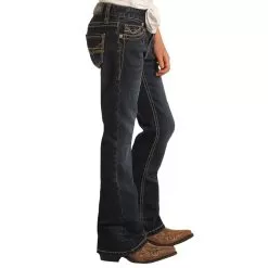 Girls Rock & Roll Denim Dark Wash Stretch Bootcut Jean -Western Cowboy Equipment Shop G5 1700 2