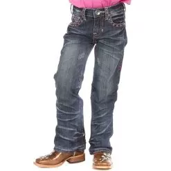 Girl's Cowgirl Tuff Fly Free Pink Feather Jeans -Western Cowboy Equipment Shop GJFFPK 1