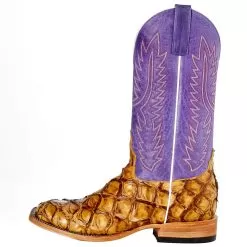 Horsepower Boots Mens Top Hand Antique Saddle Big Bass 13in Purple Wipeout Top Boots -Western Cowboy Equipment Shop HP8008 3