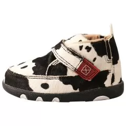 Twisted X Infants Hair On Hide Cow Print Driving Moc -Western Cowboy Equipment Shop ICA0013