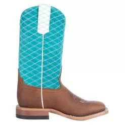 Macie Bean Girls Pecan Barking Iron Turquoise Cowboy Boot -Western Cowboy Equipment Shop MK9159 4