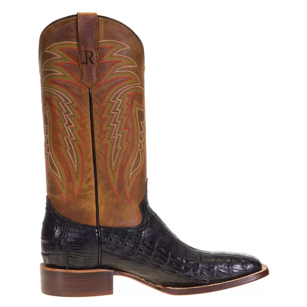 R Watson Boots Men's R Watson Black Caiman Tail 13in. Mad Dog Tan Top Boots 7 R Watson Boots Men's R Watson Black Caiman Tail 13in. Mad Dog Tan Top Boots - Image 5