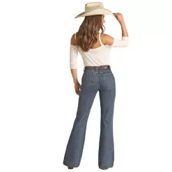 Rock & Roll Denim Women's Front Detail High Rise Trouser -Western Cowboy Equipment Shop RRWD5HR0SN 02