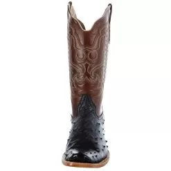 R Watson Boots Men's Black Full Quill Ostrich 13in. Cognac Sinatra Top Boot -Western Cowboy Equipment Shop RW4510 1 2