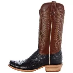 R Watson Boots Men's Black Full Quill Ostrich 13in. Cognac Sinatra Top Boot -Western Cowboy Equipment Shop RW4510 1 3