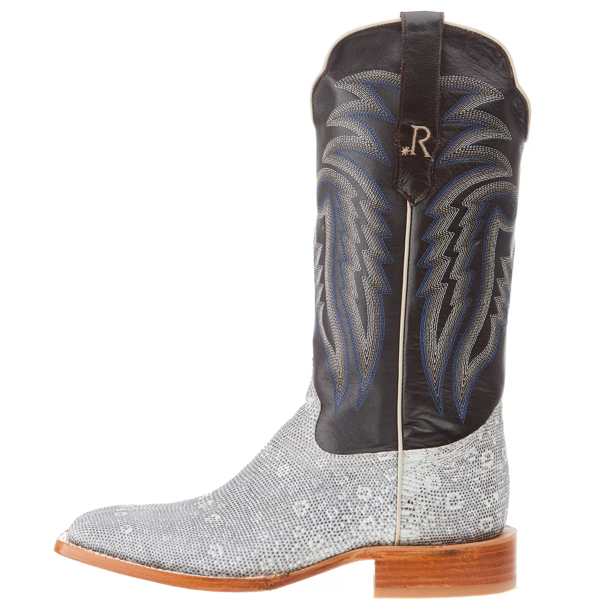 R Watson Boots Mens Natural Ring Tail Lizard 13in Chocolate Cowhide Boot 5 R Watson Boots Mens Natural Ring Tail Lizard 13in Chocolate Cowhide Boot - Image 3