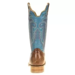 R Watson Boots Men`s Palomino Tan Cowhide 13` Blue Luster Top Square Toe -Western Cowboy Equipment Shop RW8005 2 3