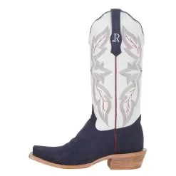 R Watson Boots R Women Blue Roughout 13in White Boot -Western Cowboy Equipment Shop RWL8402 1 3