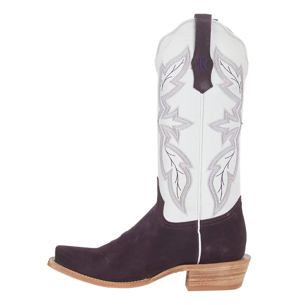R Watson Boots R Womens Plum Roughout 13in White Top Boot 5 R Watson Boots R Womens Plum Roughout 13in White Top Boot - Image 3