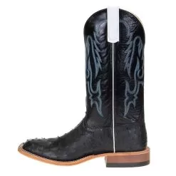 Anderson Bean Men's Black Full Quill Ostrich 13in. Black Kidskin Top Square Toe Boots -Western Cowboy Equipment Shop S3015 2