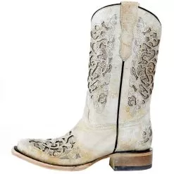 Corral Kids White Glitter Inlay Sq Toe Cowgirl Boot 9 Corral Kids White Glitter Inlay Sq Toe Cowgirl Boot -Western Cowboy Equipment Shop T0039 31