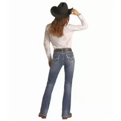 Rock & Roll Denim Women's Mid Rise Bootcut Riding Jeans -Western Cowboy Equipment Shop W7 2709 3
