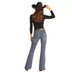 Rock & Roll Denim Women's Medium Wash Mid Rise Trouser -Western Cowboy Equipment Shop W8M2679 3