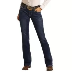 Rock & Roll Denim Mid Rise Extra Stretch Dark Wash Trousers Jeans -Western Cowboy Equipment Shop W8M4164 A 20 3