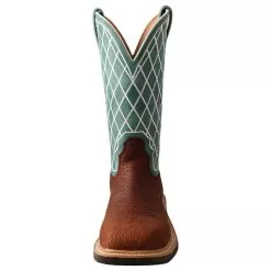 Twisted X Ladies Tobac 11` Turquoise Alloy Toe Square Toe Work Boot