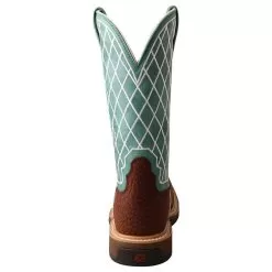 Twisted X Ladies Tobac 11` Turquoise Alloy Toe Square Toe Work Boot 8 Twisted X Ladies Tobac 11` Turquoise Alloy Toe Square Toe Work Boot -Western Cowboy Equipment Shop WXBA002 3
