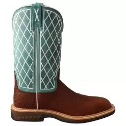 Twisted X Ladies Tobac 11` Turquoise Alloy Toe Square Toe Work Boot 9 Twisted X Ladies Tobac 11` Turquoise Alloy Toe Square Toe Work Boot -Western Cowboy Equipment Shop WXBA002 4